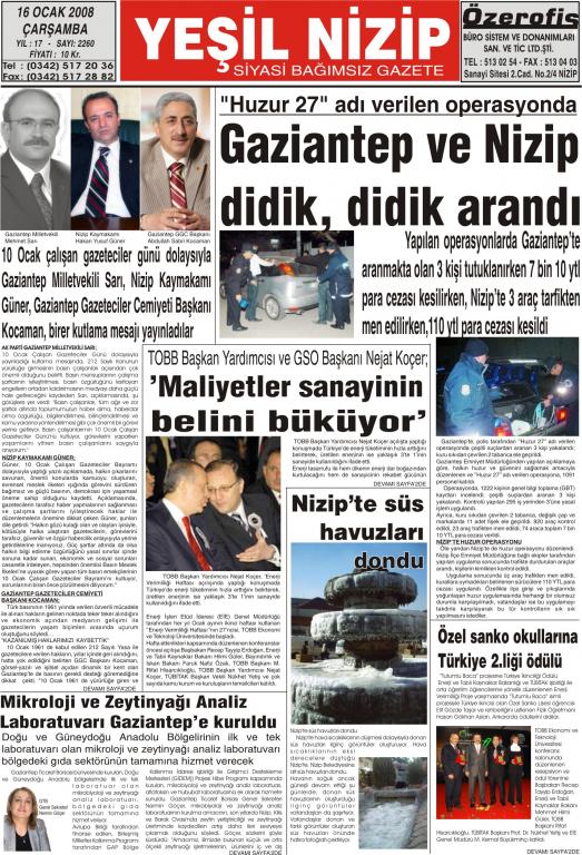 yeşil nizip gazetesi 16 ocak 2008 