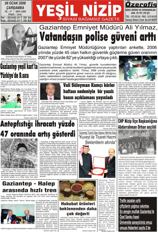 yeşil nizp gazetesi 9 ocak 2008 