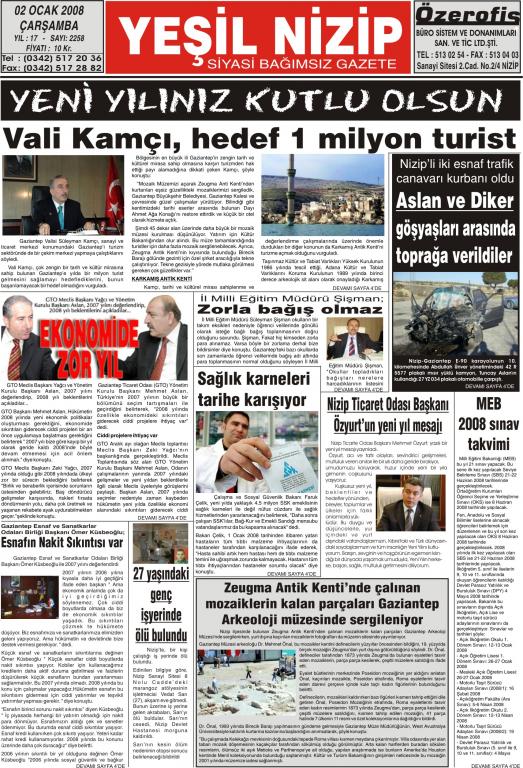 02 ocak 2008 yeşil nizip gazetesi 