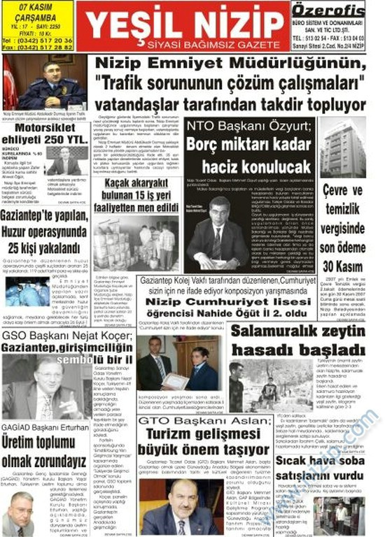 07 kasım 2007yeşil Nizip Gazetesi 