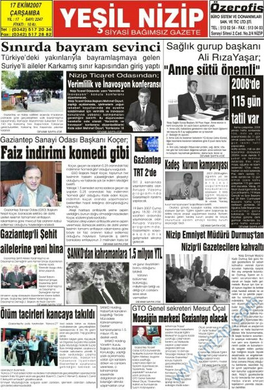 yeşil nizip gazetesi 1 sayfa 