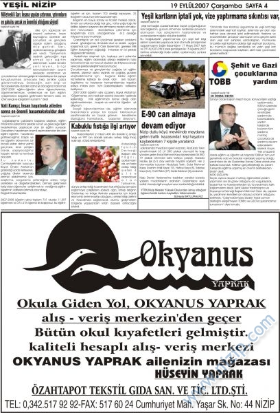 yeşil nizip gazetesi 4 sayfa 