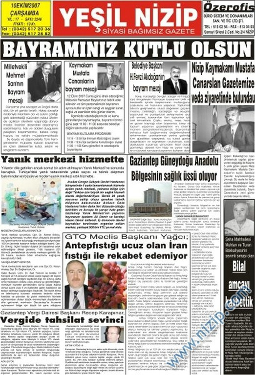 yeşil nizip gazetesi 2 sayfa 