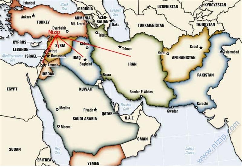 Dünya haritası üzerınden Nizip 