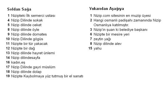 Nizipce Bulmaca Soruları 