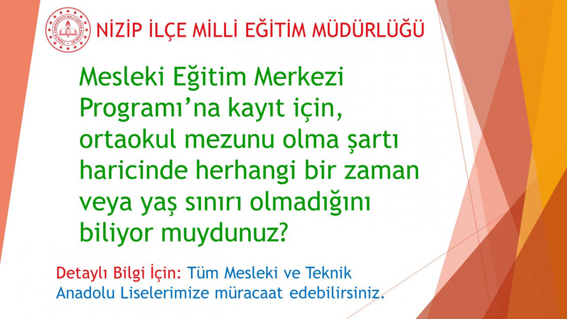 Mesleki Eğitim Merkezleri Sizleri Bekliyor