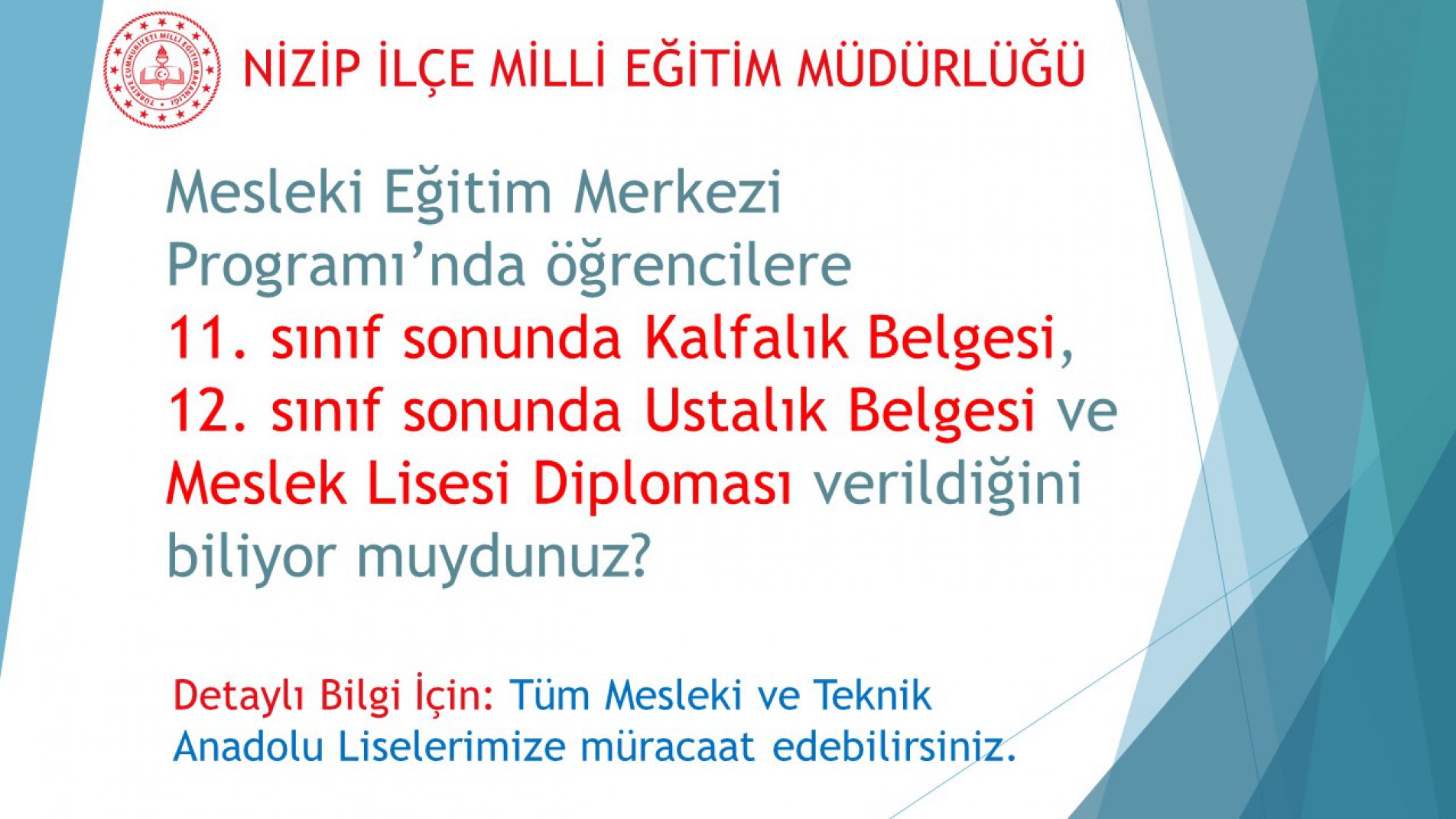 Mesleki Eğitim Merkezleri Sizleri Bekliyor