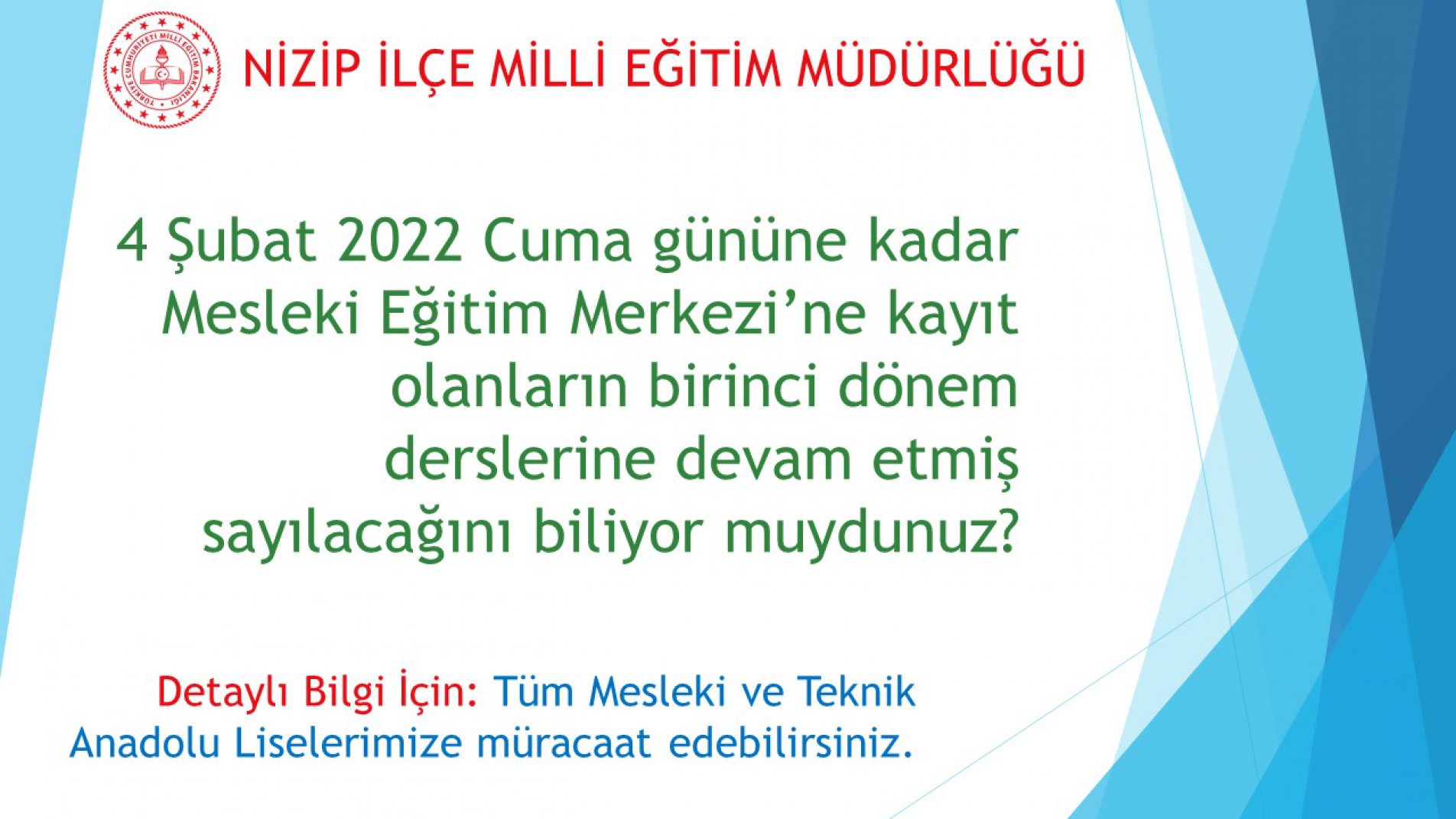 Mesleki Eğitim Merkezleri Sizleri Bekliyor