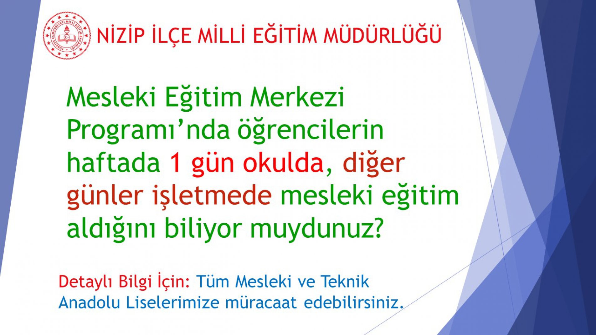 Mesleki Eğitim Merkezleri Sizleri Bekliyor