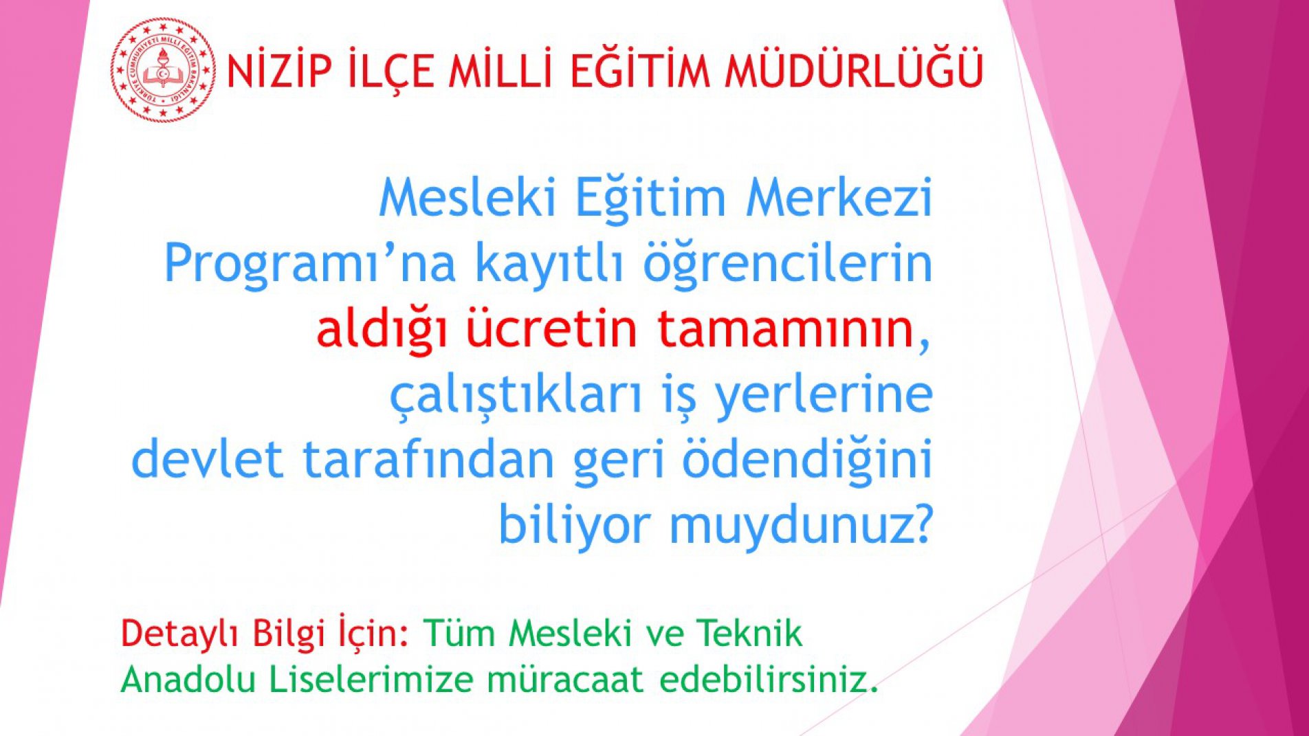 Mesleki Eğitim Merkezleri Sizleri Bekliyor
