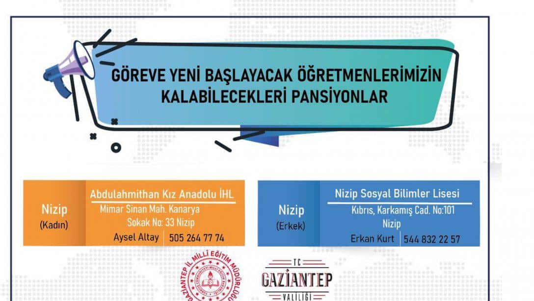 İlçemizde Göreve Başlayacak Öğretmenlerimizden İstenilen Belgeler ve Konaklama İmkanl