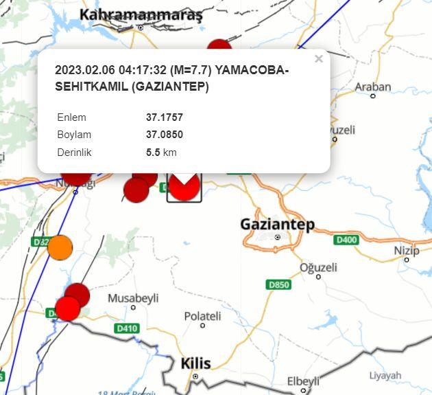 İlk Deprem G.Antep Sofalaca mevkisinde oldu