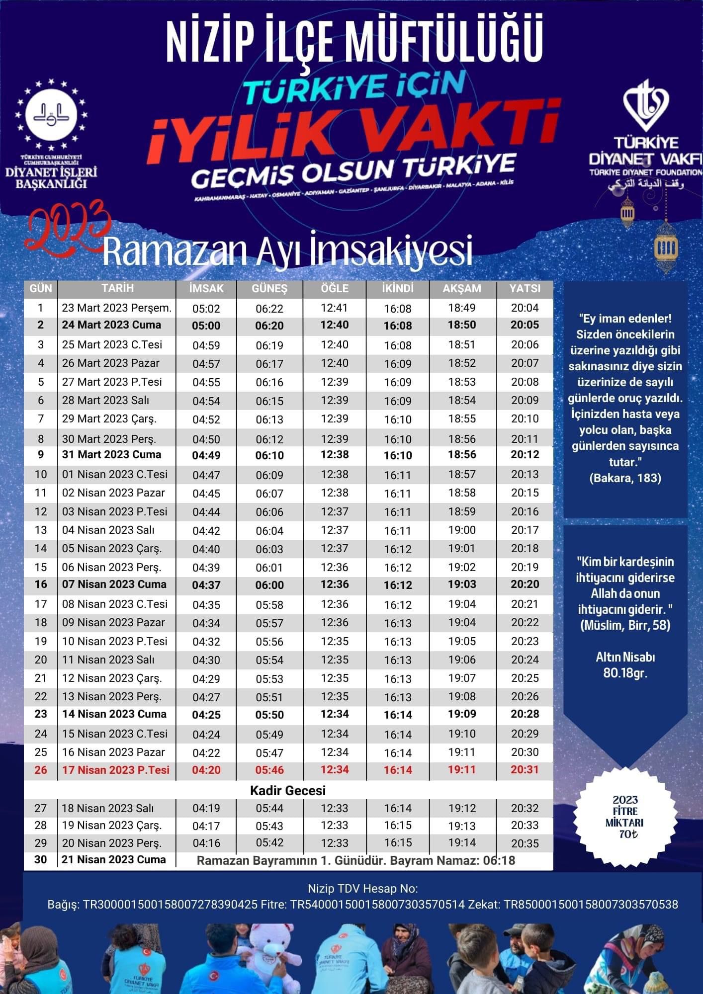İmsakiye 2023