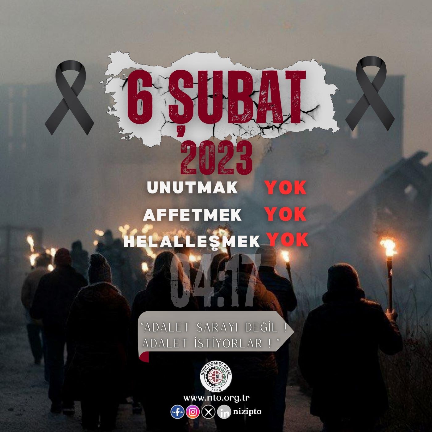 NTO Başkanlarından 6 Şubat Depremlerinin 2. Yıl Dönümüne Anma Mesajı