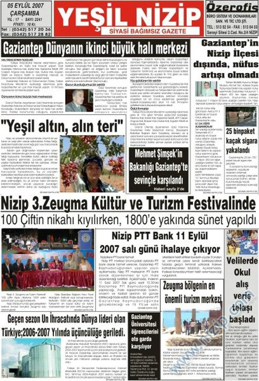 Yeşil nizip gazetesi nizip com okuyucularının hizmetinde Yeşil nizip gazetesi nizip com okuyucularının hizmetinde