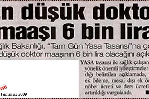 En düşük doktor maaşı 6 bin lira ..