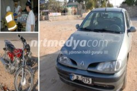 Otomobil ile Ters Yönden Gelen Motosiklet Çarpıştı