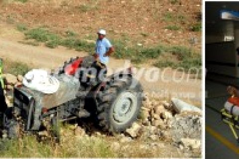 Traktör şarampole yuvarlandı:1 yaralı