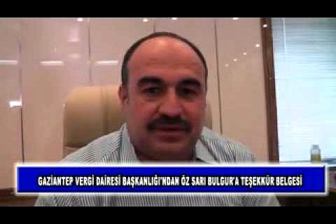 Gaziantep vergi dairesi başkanlığı'ndan öz sarı bulgur'a teşekkür belgesi