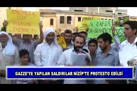 Gazze'ye yapılan saldırılar nizip'te protesto edildi