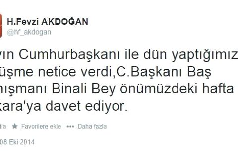 Photo - ERDOĞAN-AKDOĞAN GÖRÜŞMESİ  NETİCE VERDİ :AKDOĞAN,RESMİ TWİTTER HESABINDA  ANK