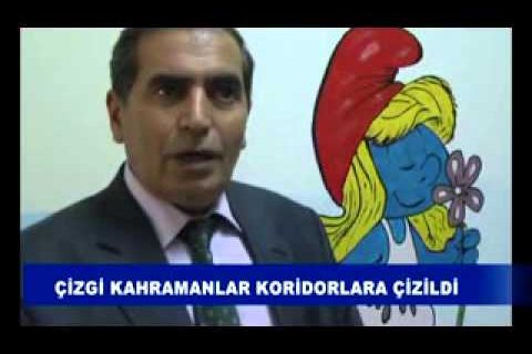 çizgi kahramanlar koridorlara çizildi