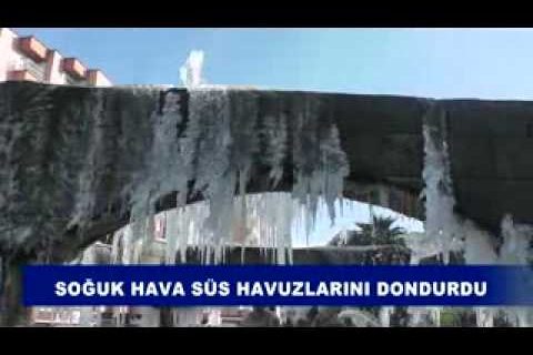 Soğuk hava süs havuzlarını dondurdu