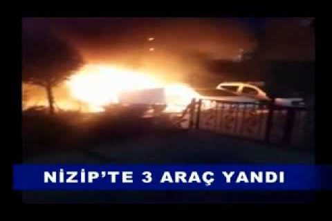 Nizip’te 3 araç yandi