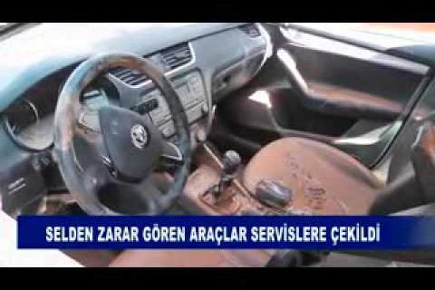 Selden zarar gören araçlar servislere çekildi