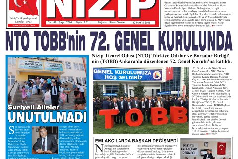 30.05.2016 Tarihli Gazete sayfa 1