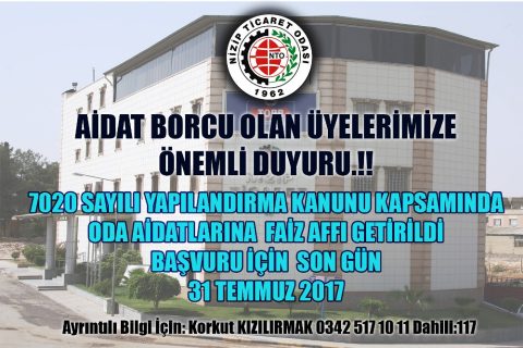 Aidat Borcu Olan Üyelerimize Önemli Duyuru