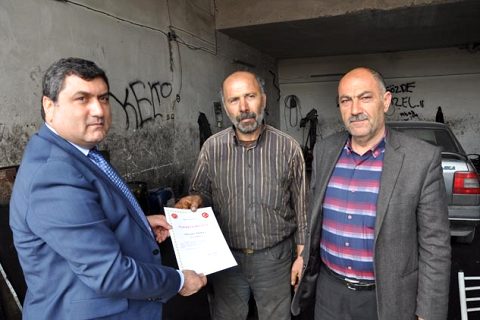Fedakar ustaya teşekkür belgesi