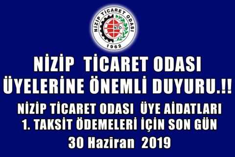 NTO Aidatları 1.Taksit Ödemeleri Son Gün 30 Haziran