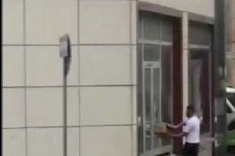 İkinci kattan düşen kediyi havada yakaladı