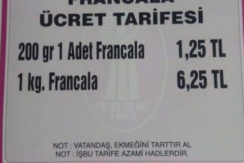 Francala Ekmeğe Zam