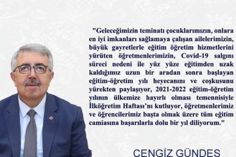 İlçe Milli Eğitim Müdürümüz Cengiz GÜNDEŞ'in İlköğretim Haftası Mesajı