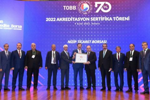Nizip ticaret borsasi, tobb akreditasyon sertfikasini ankara’da düzenlenen törenle al