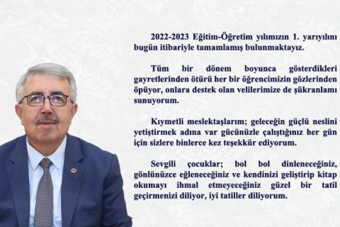 İlçe Milli Eğitim Müdürümüz Cengiz GÜNDEŞ'in Yarıyıl Tatili Mesajları
