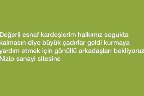 Çadır kurmaya Gönüllü aranıyor