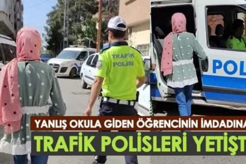 Yanlış okula giden öğrencinin imdadına trafik polisleri yetişti 