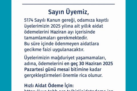 2025 Yılı Yıllık Aidat Ödemeleri Hakkında Duyuru
