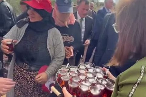FATMA ŞAHİN’DEN ZEYTİN HASADI YAPAN ÇALIŞANLARA ÇAY İKRAMI