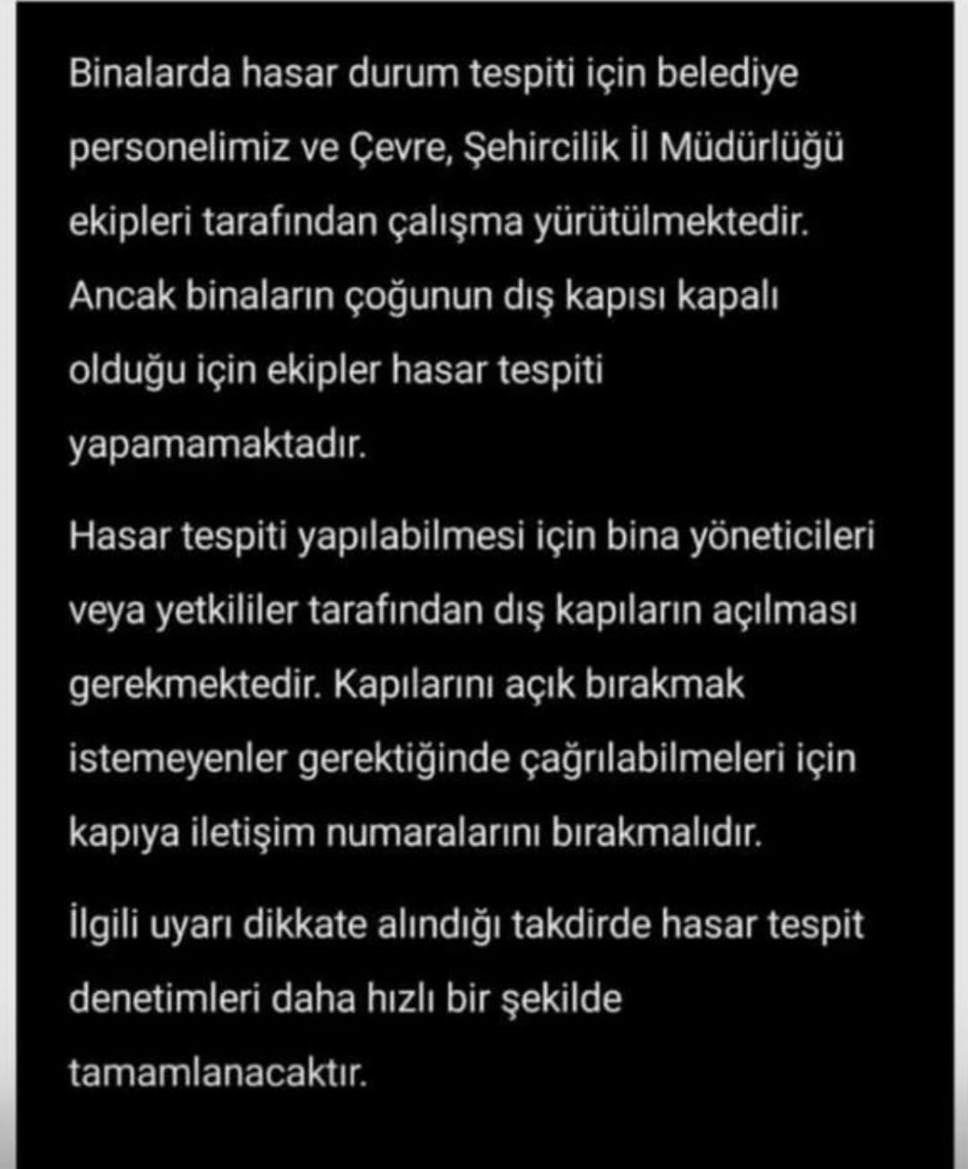 Hasar Tespit için 181 Aranacak